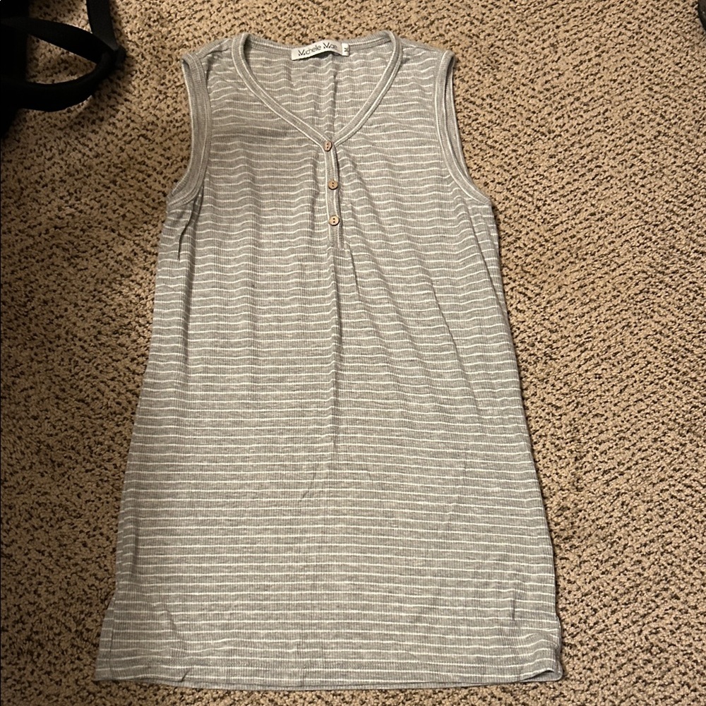 Michelle Mae Gray Striped Tank Top